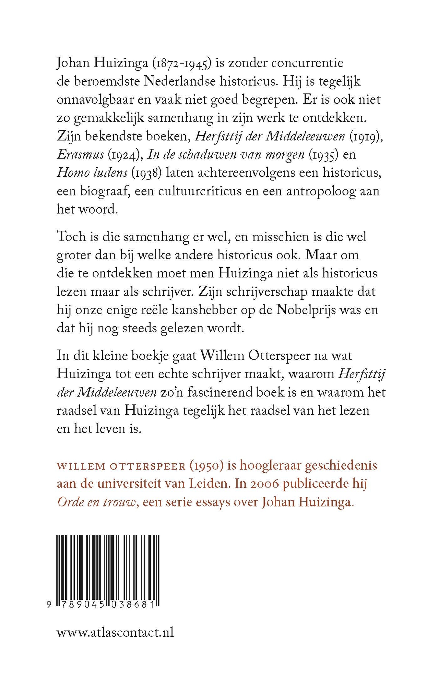 Achterkant van De kleine Huizinga