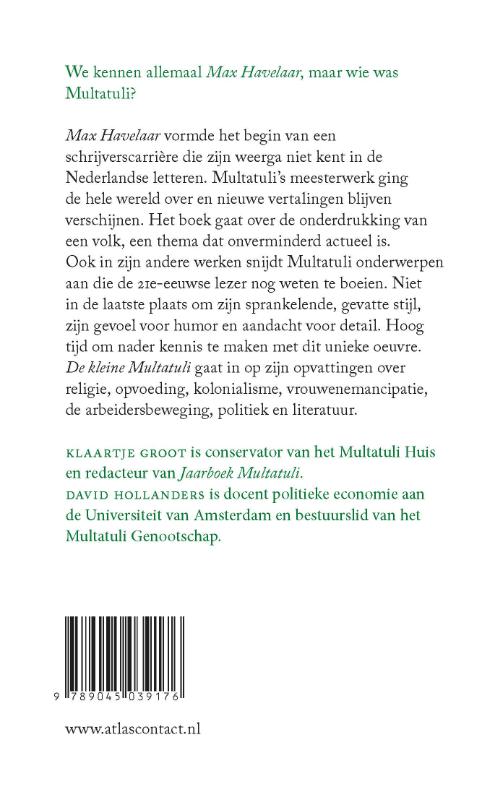 Achterkant van De kleine Multatuli
