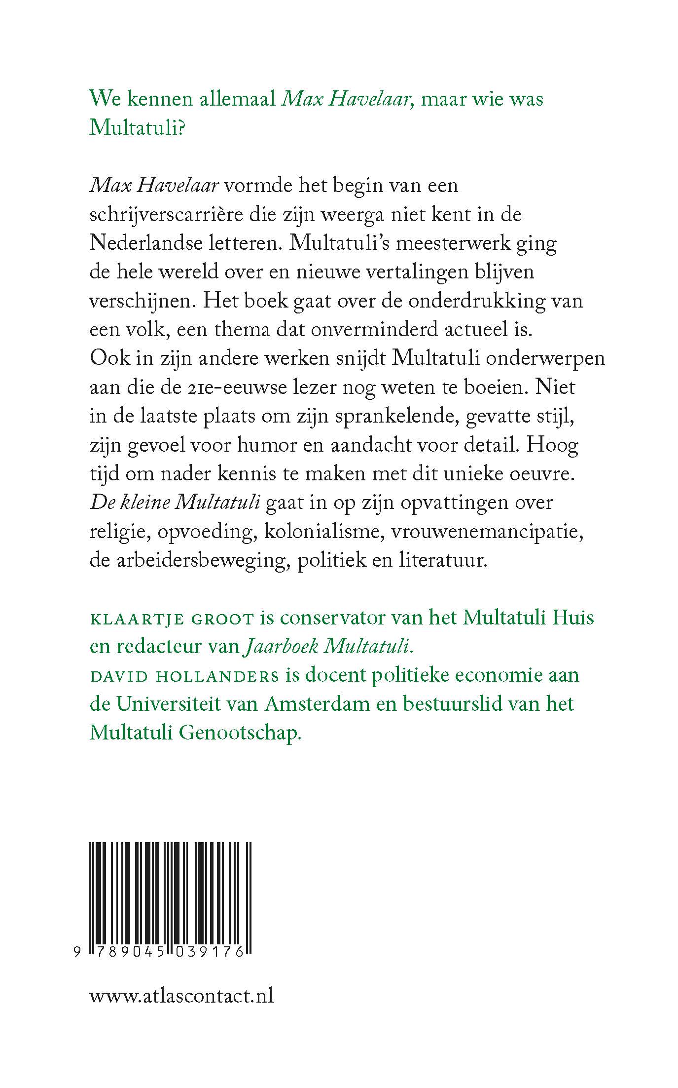 Achterkant van De kleine Multatuli