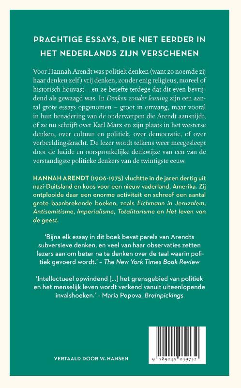 Achterkant van Denken zonder leuning