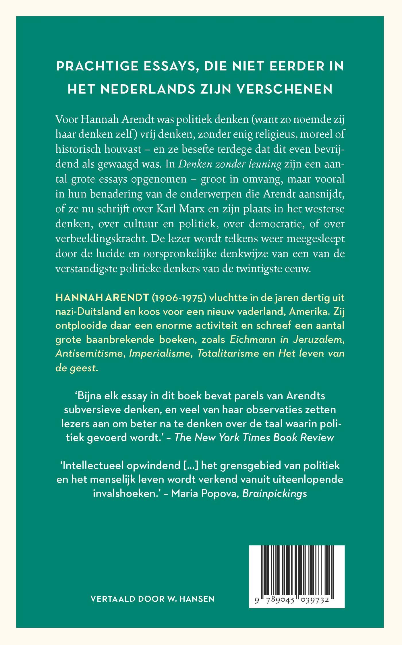 Achterkant van Denken zonder leuning