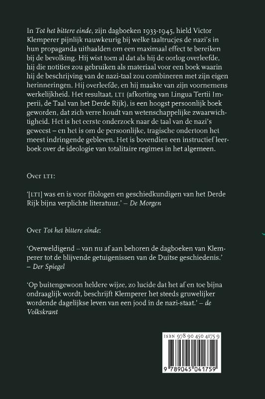 Achterkant van LTI - Over taal in het derde rijk