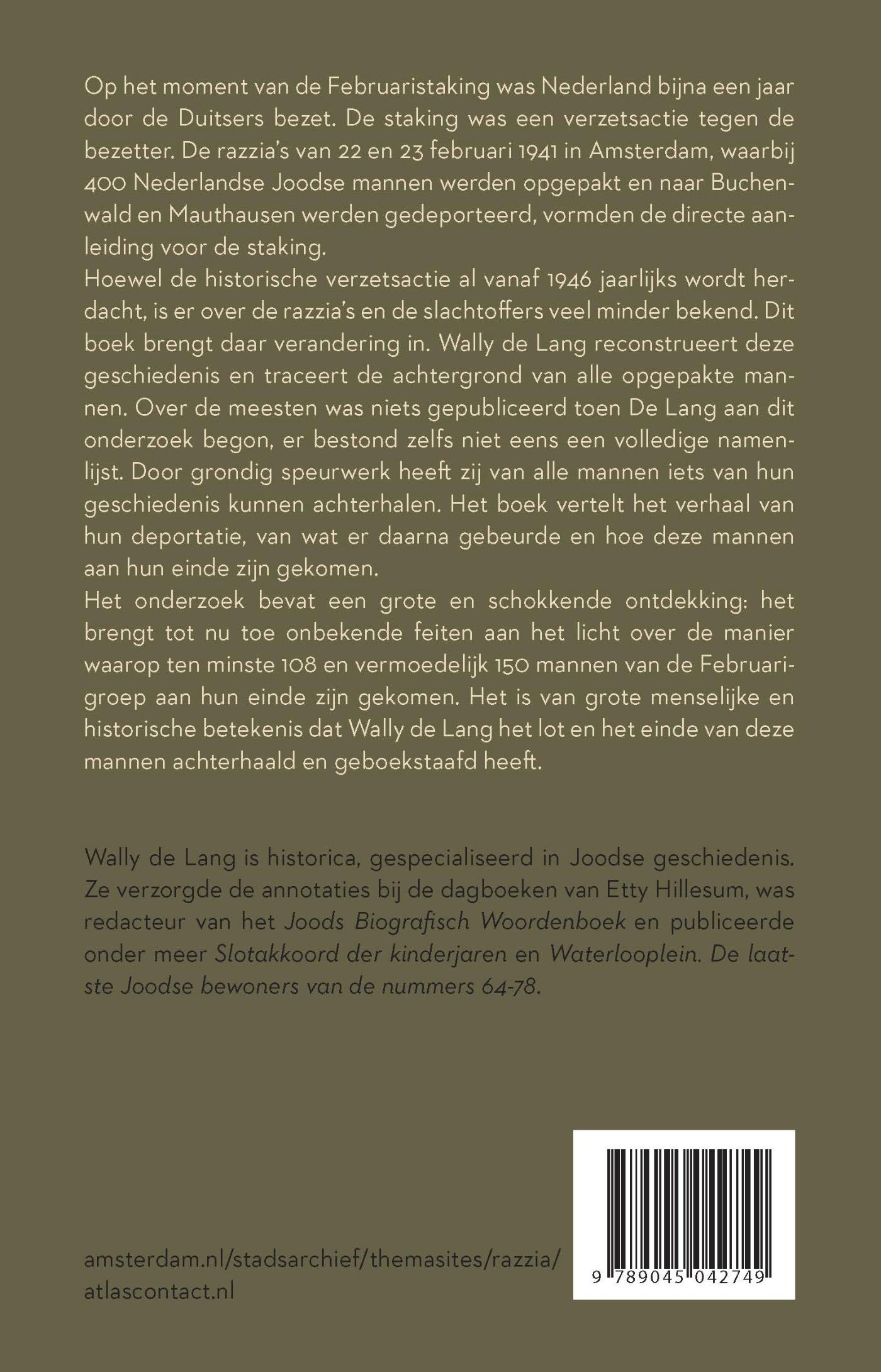 Achterkant van De razzia's van 22 en 23 februari 1941 in Amsterdam