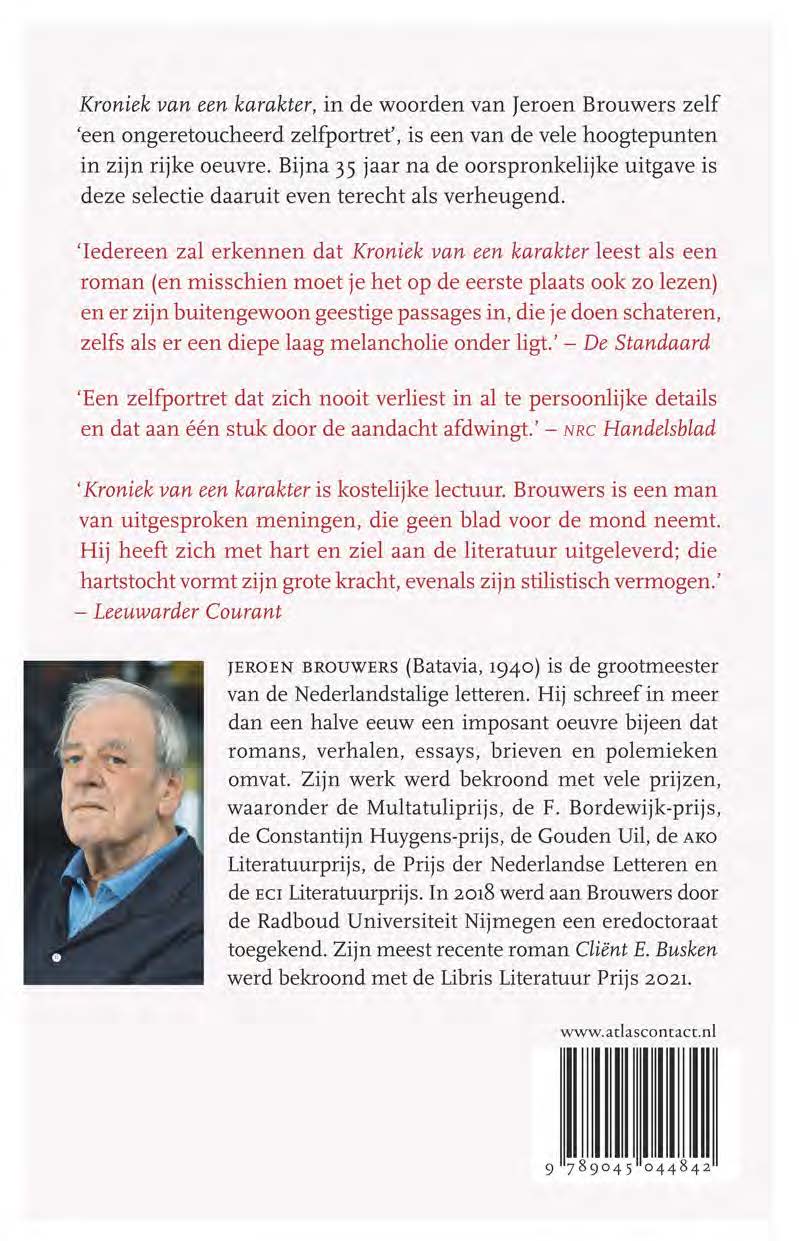 Achterkant van Kroniek van een karakter