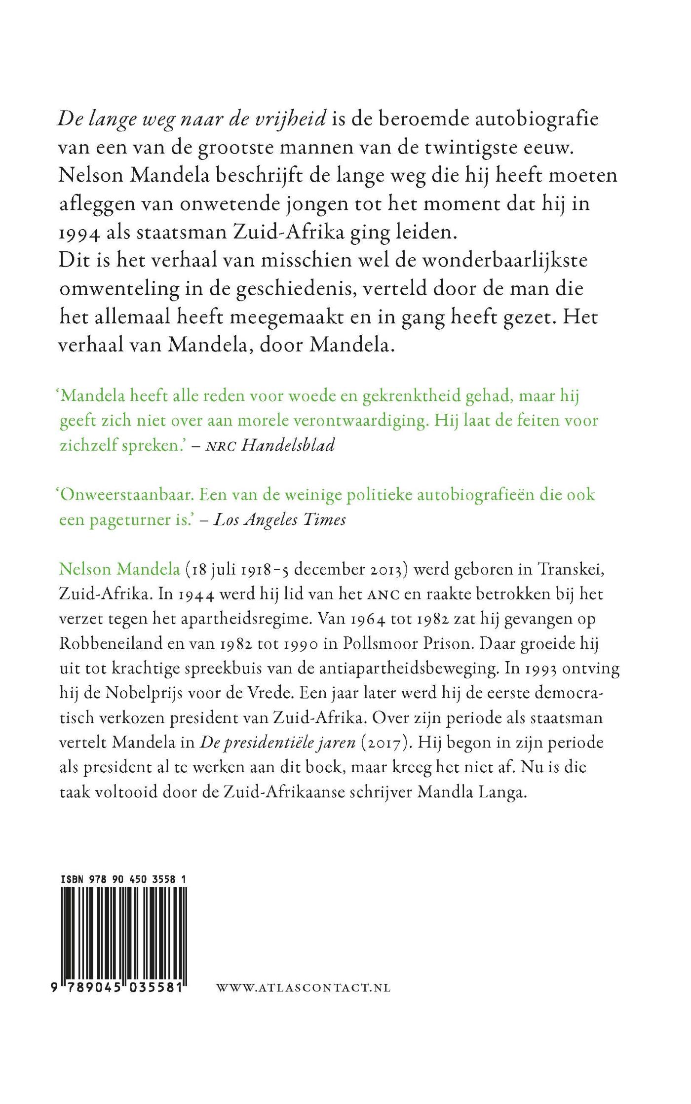 Achterkant van De lange weg naar de vrijheid