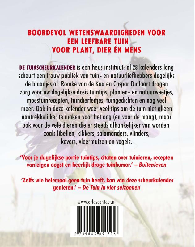 Achterkant van Tuinscheurkalender 2026