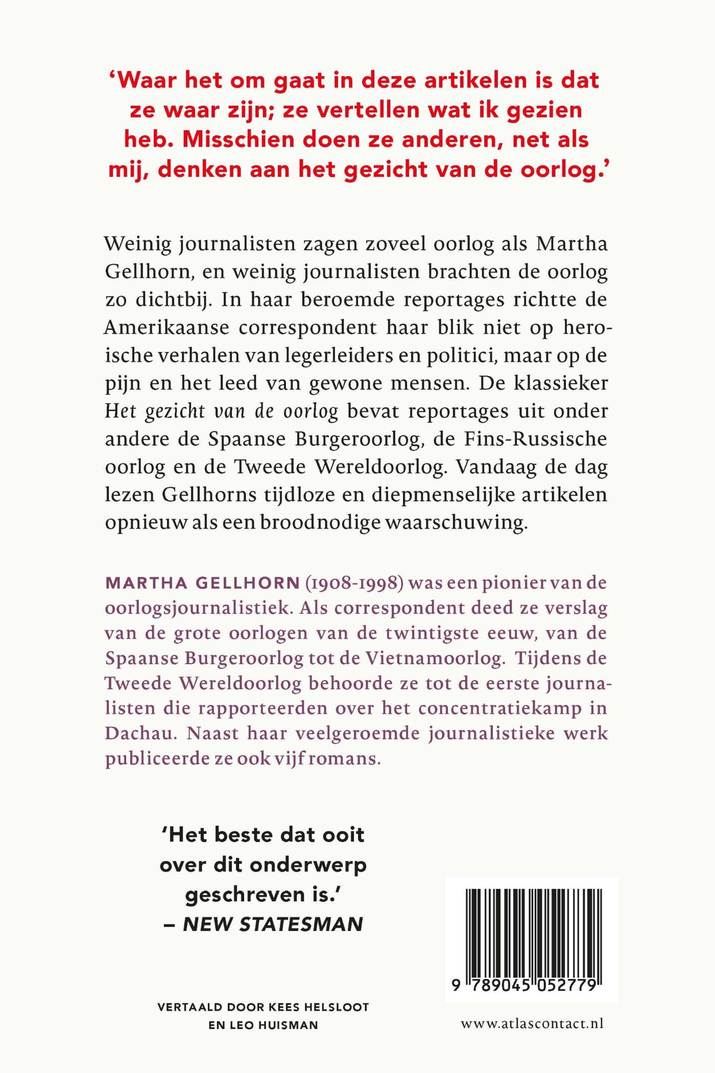 Achterkant van Het gezicht van de oorlog