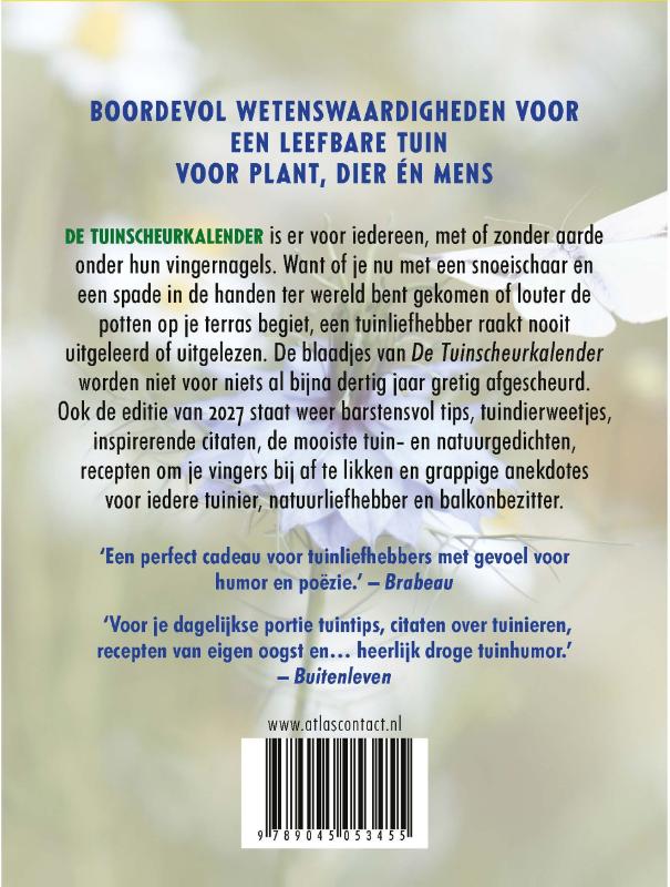 Achterkant van Tuinscheurkalender 2027