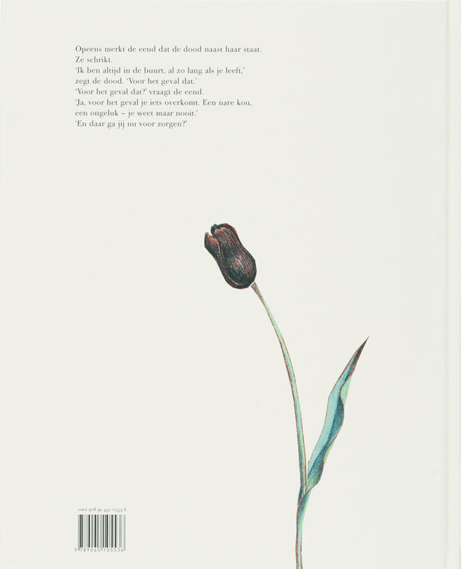 Achterkant van De eend, de dood en de tulp