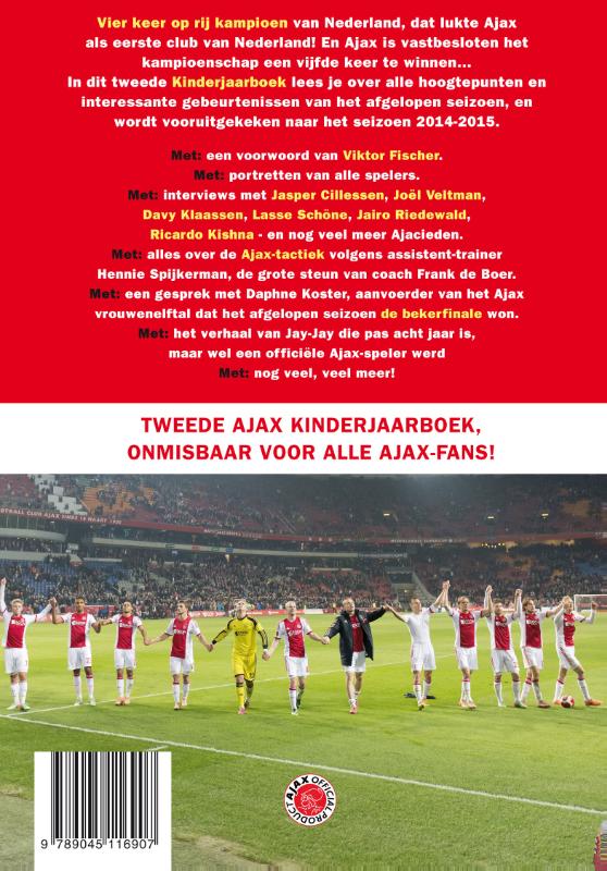 Achterkant van Ajax kinderjaarboek