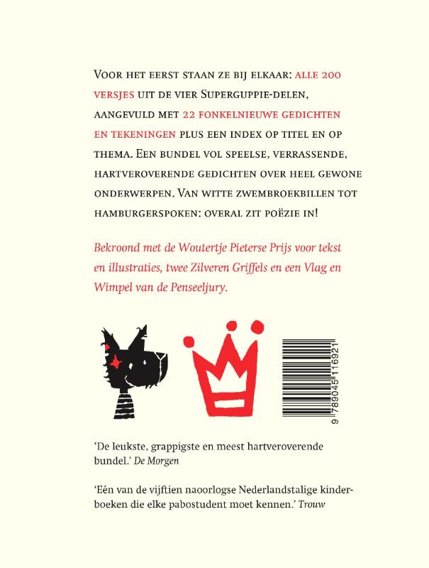 Achterkant van Superguppie is alles