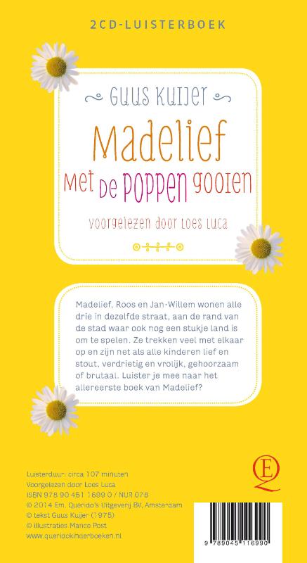 Achterkant van Madelief met de poppen gooien Luisterboek