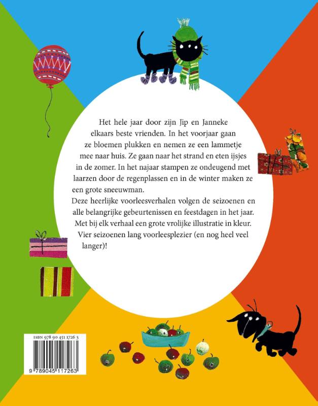 Achterkant van Lente, zomer, herfst en winter met Jip en Janneke