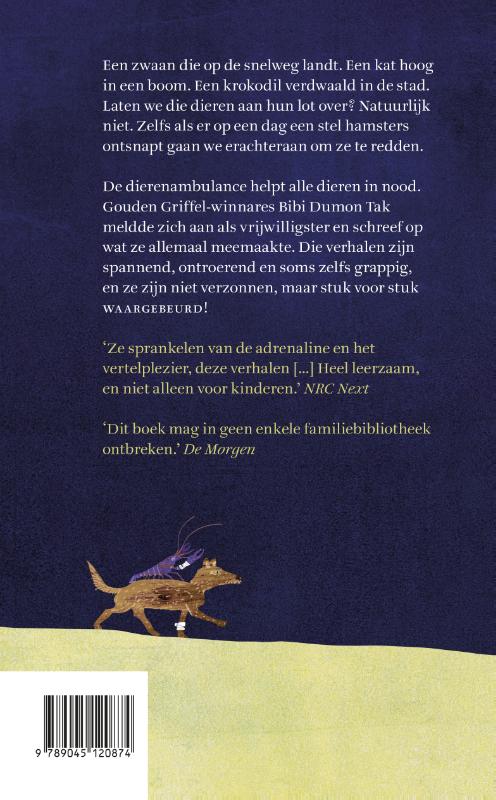 Achterkant van Mee met de dierenambulance