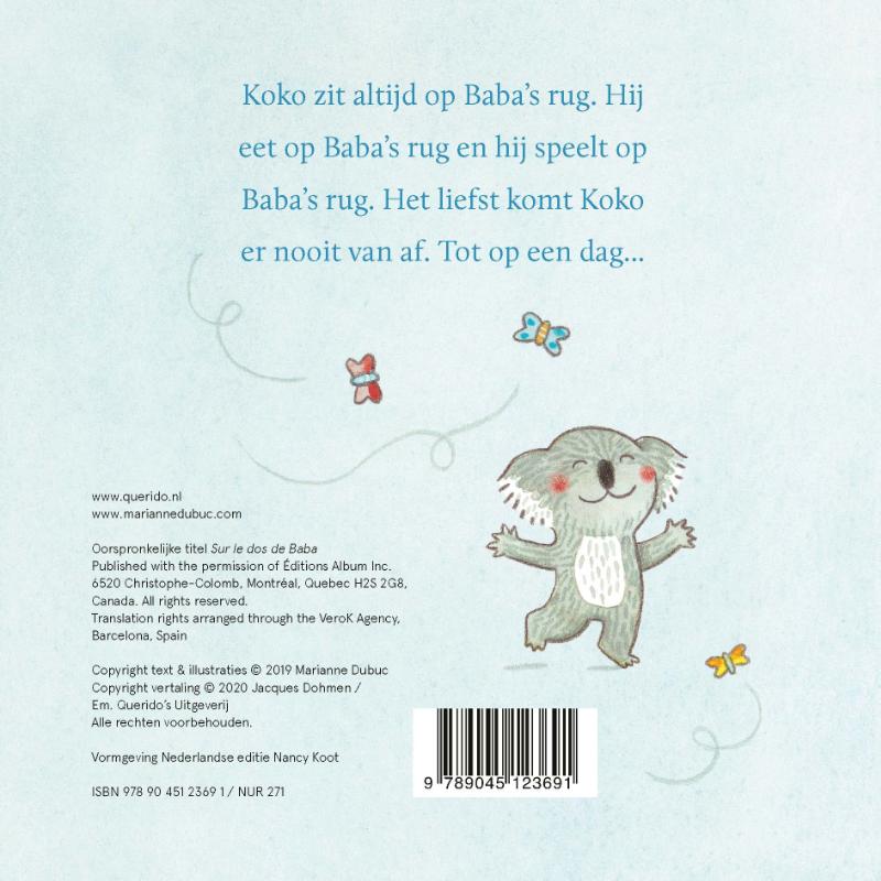 Achterkant van Op Baba's rug