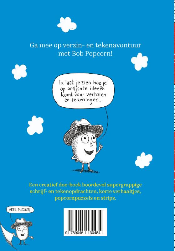 Achterkant van Verzin en teken met Bob Popcorn