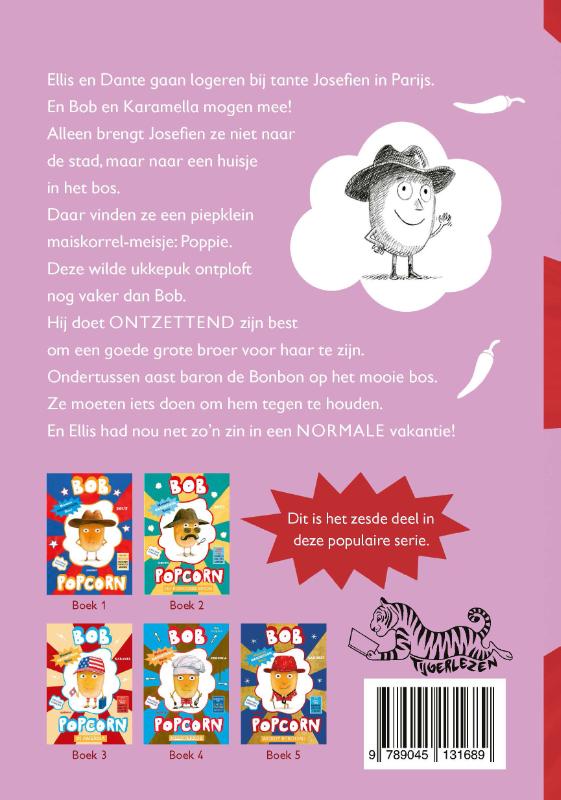 Achterkant van Bob Popcorn en pittige Poppie
