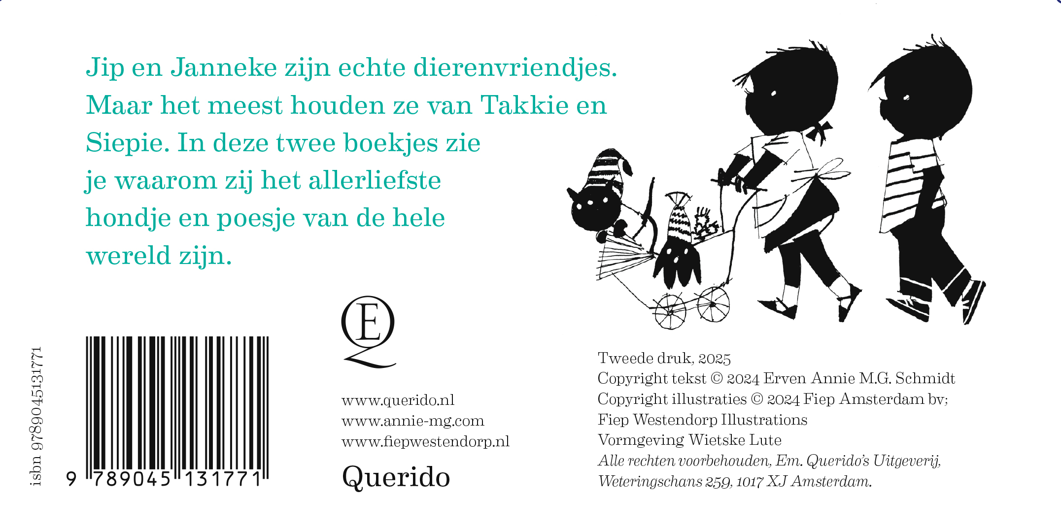 Achterkant van Takkie en Siepie uitdeelboekjes