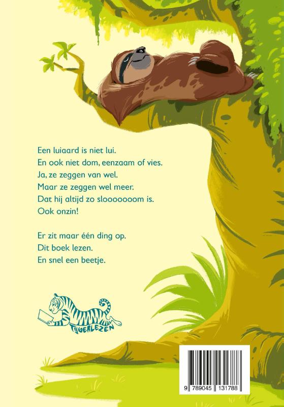 Achterkant van Een luiaard is niet lui