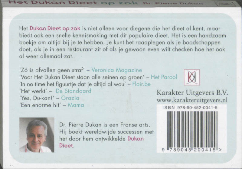 Achterkant van Het Dukan Dieet op zak
