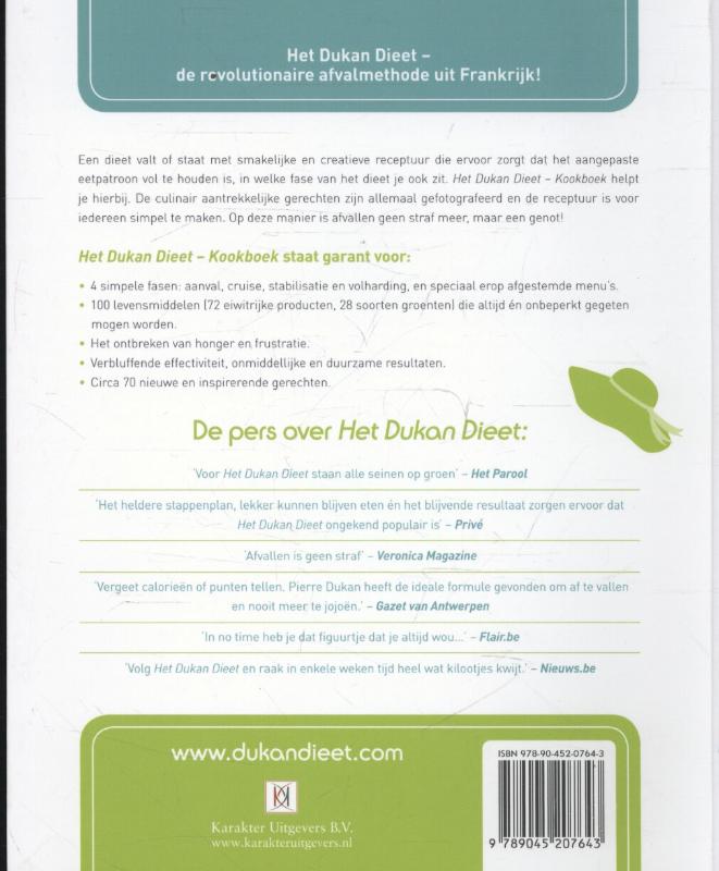 Achterkant van Het Dukan dieet kookboek