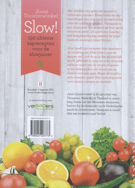 Achterkant van 150 ultieme saprecepten voor de slowjuicer