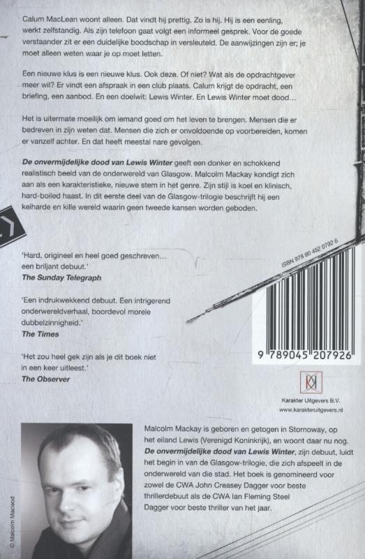 Achterkant van De onvermijdelijke dood van Lewis Winter