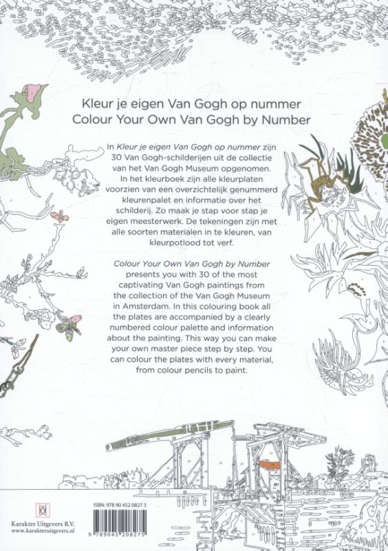 Achterkant van Kleur je eigen Van Gogh op nummer; Colour your own Van Gogh by number