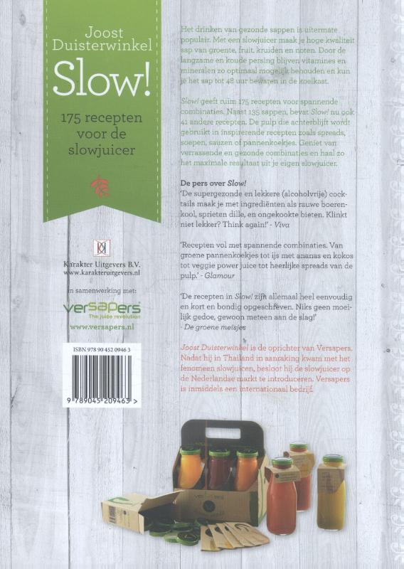 Achterkant van 175 recepten voor de slowjuicer