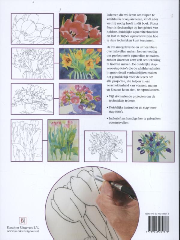 Achterkant van Tulpen aquarelleren