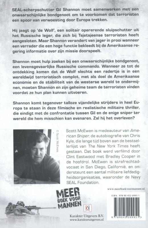 Achterkant van De sniper en de wolf