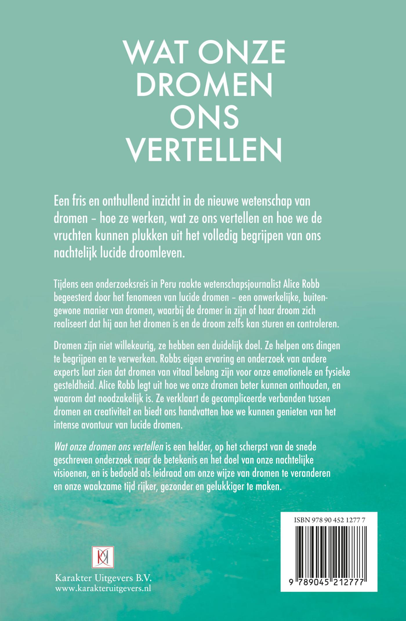 Achterkant van Wat onze dromen ons vertellen
