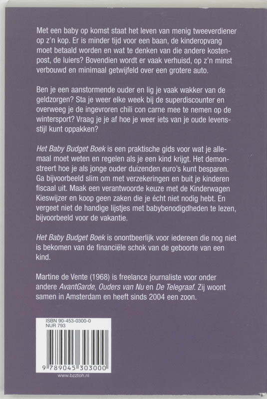 Achterkant van Het baby budget boek