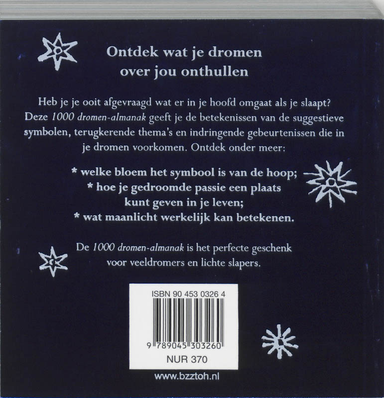 Achterkant van 1000 dromen-almanak