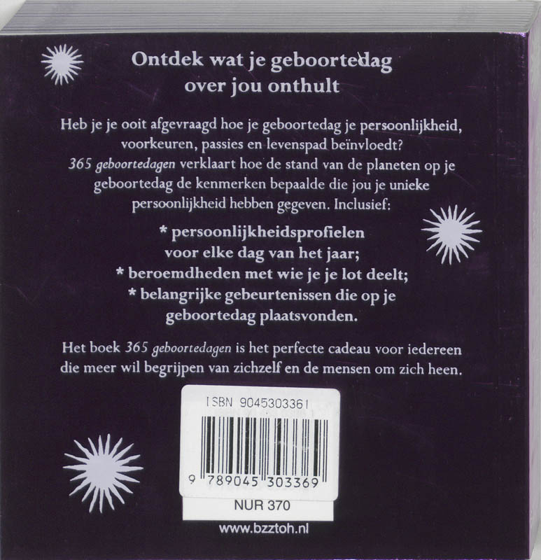Achterkant van 365 geboortedagen