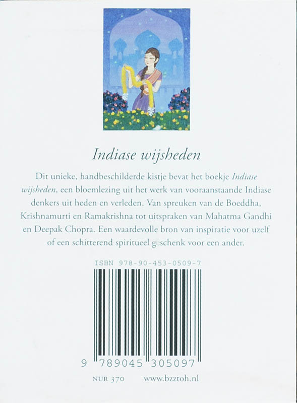 Achterkant van Indiase wijsheden kistje met boekje