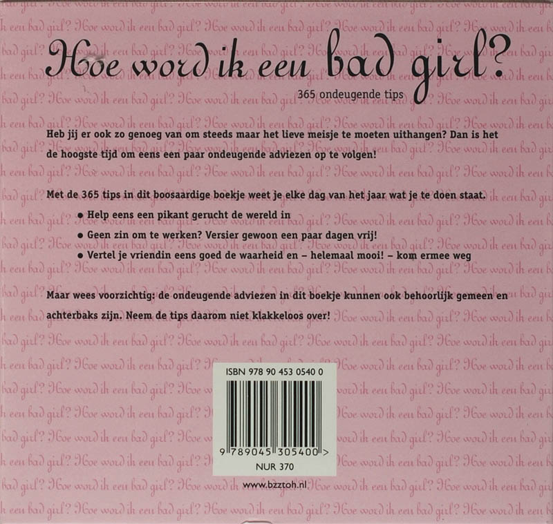 Achterkant van Hoe word ik een bad girl? Wire-o
