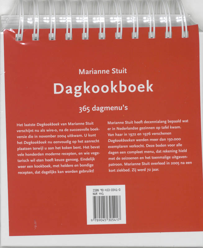 Achterkant van Dagkookboek Wire-O