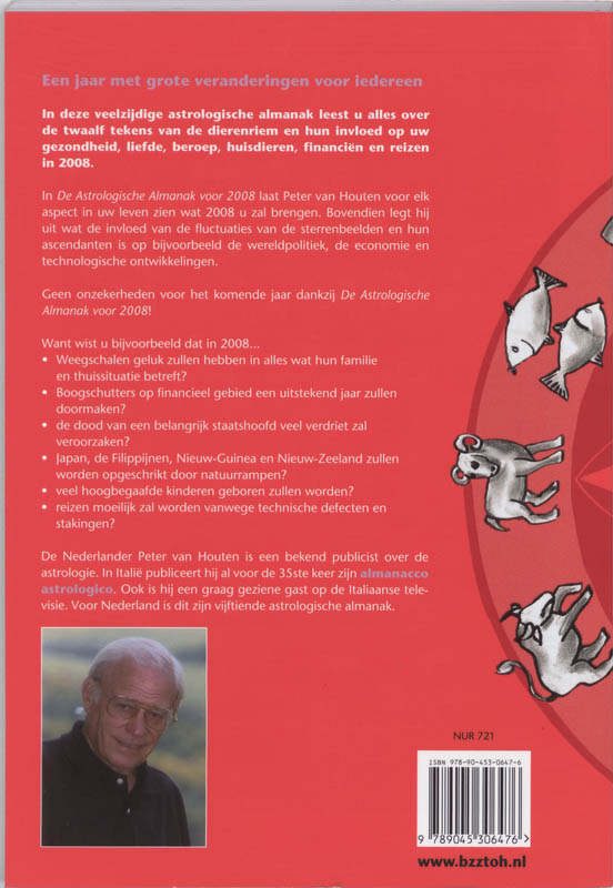 Achterkant van Astrologische almanak voor 2008