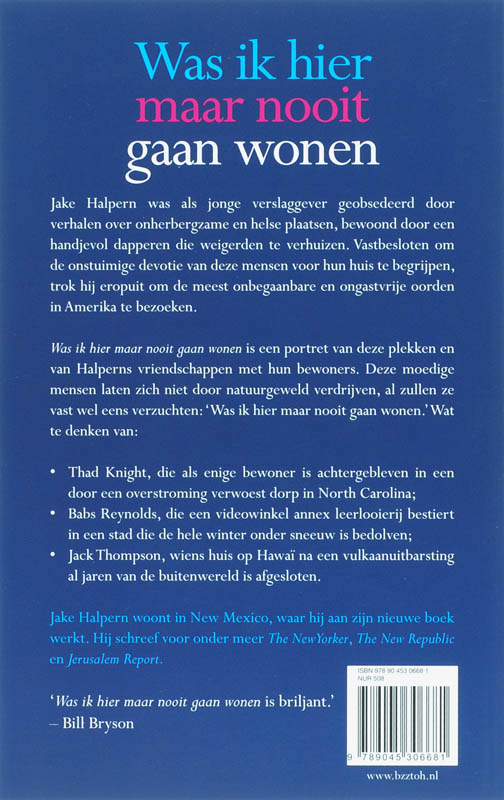 Achterkant van Was ik hier maar nooit gaan wonen