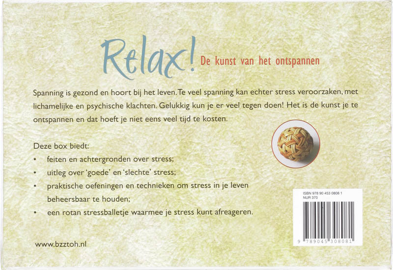 Achterkant van Relax - box + bal
