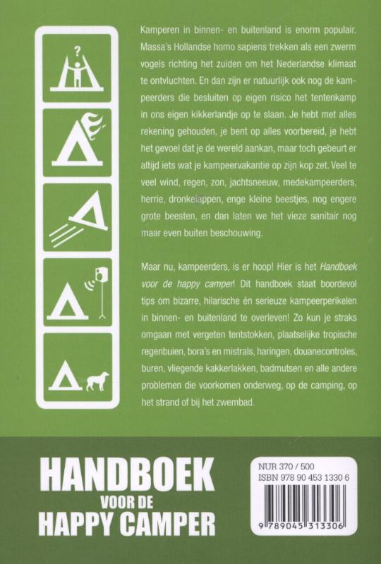 Achterkant van Handboek voor de happy camper