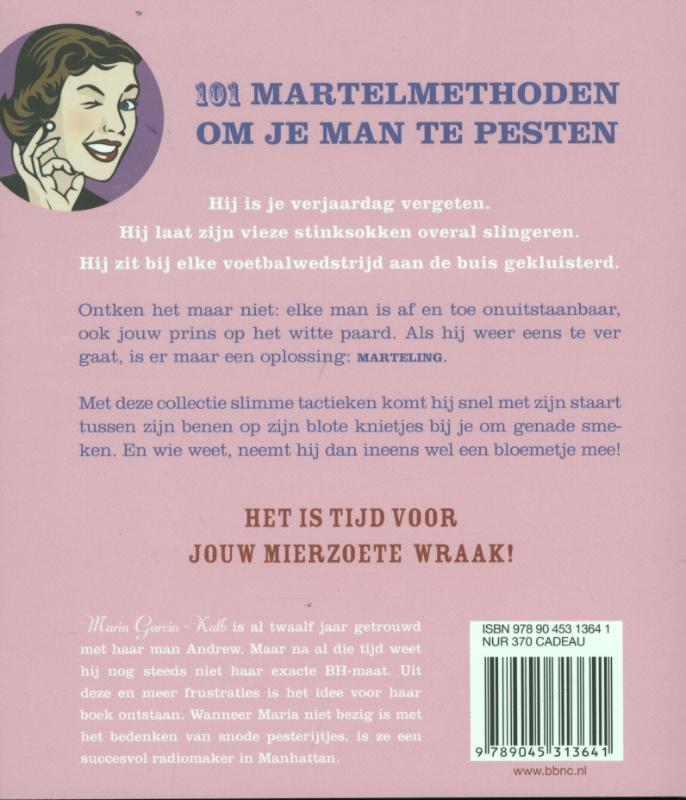 Achterkant van 101 martelmethoden om je man te pesten