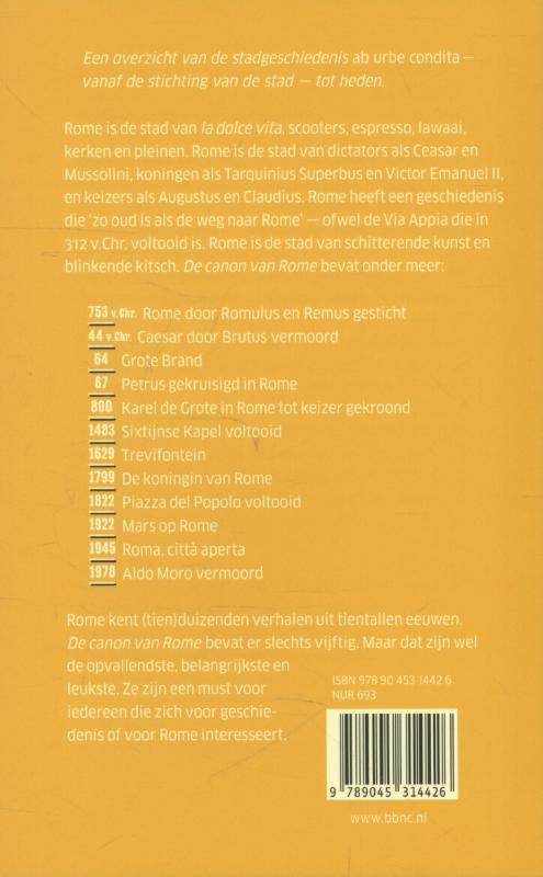 Achterkant van De canon van Rome