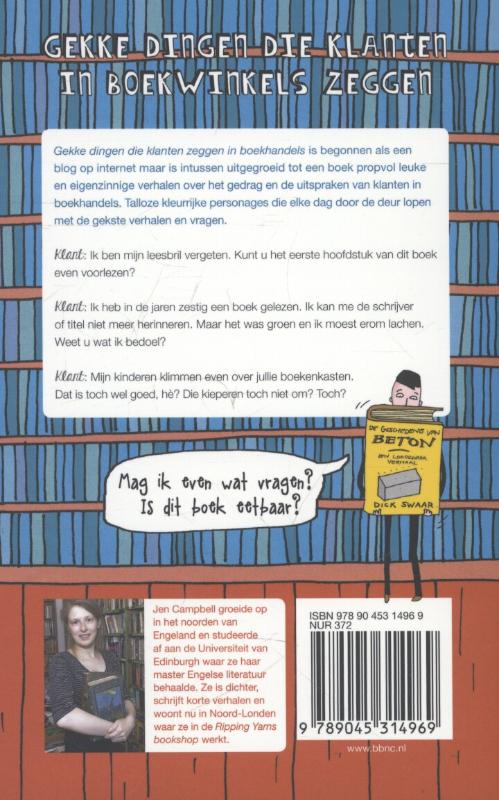 Achterkant van Gekke dingen die klanten in boekhandels zeggen