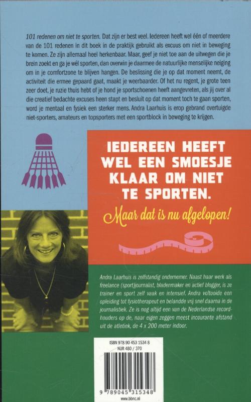 Achterkant van 101 redenen om niet te sporten