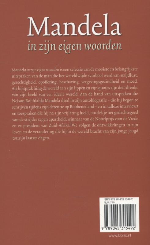 Achterkant van Mandela in zijn eigen woorden