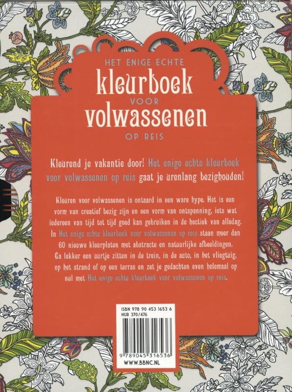 Achterkant van Het enige echte kleurboek voor volwassenen op reis