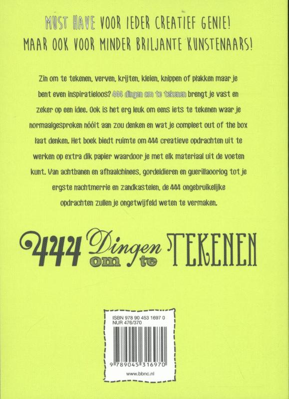 Achterkant van 444 dingen om te tekenen