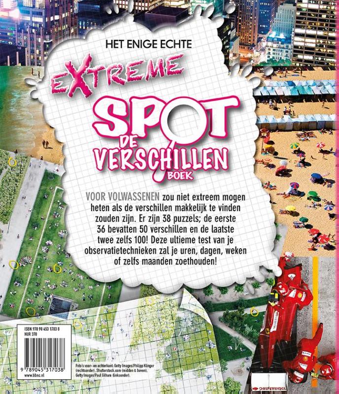 Achterkant van Het enige echte extreme spot de verschillen boek voor volwassenen